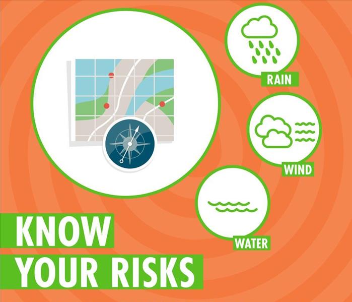 SERVPRO Hurricane Prep Week weather satellite graphic: Know Your Risks